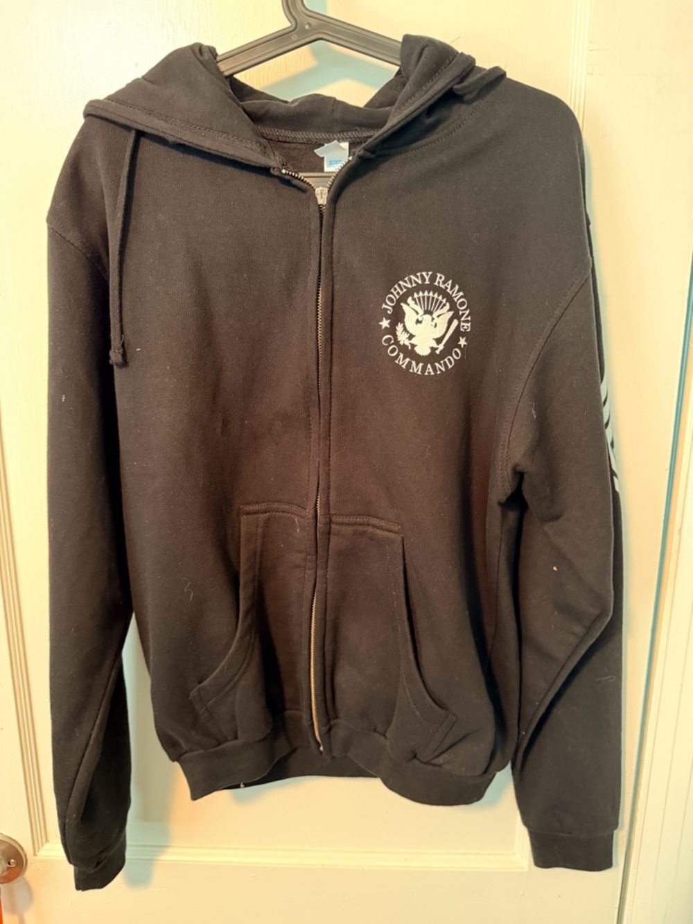 Tultex Black Johnny Ramone Commando Zip Hoodie